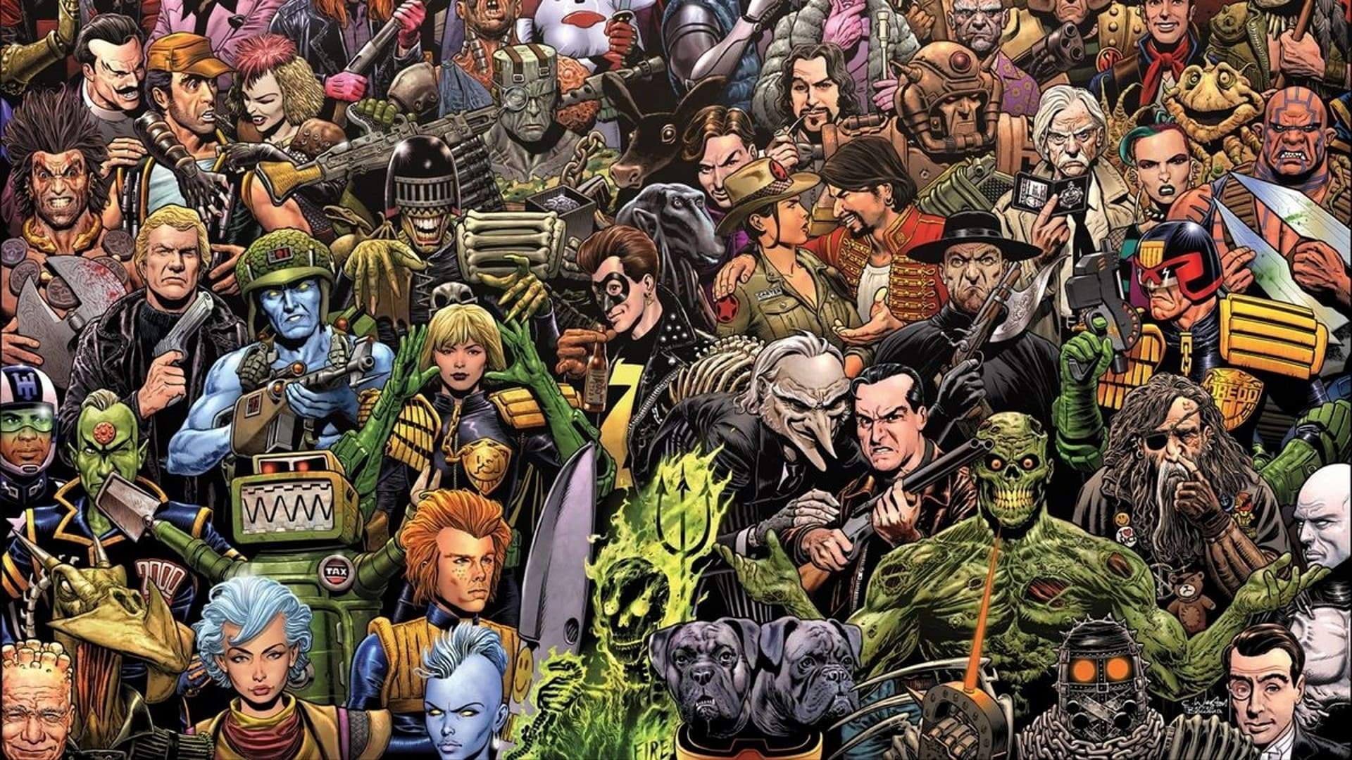 Backdrop for Future Shock! The Story of 2000AD