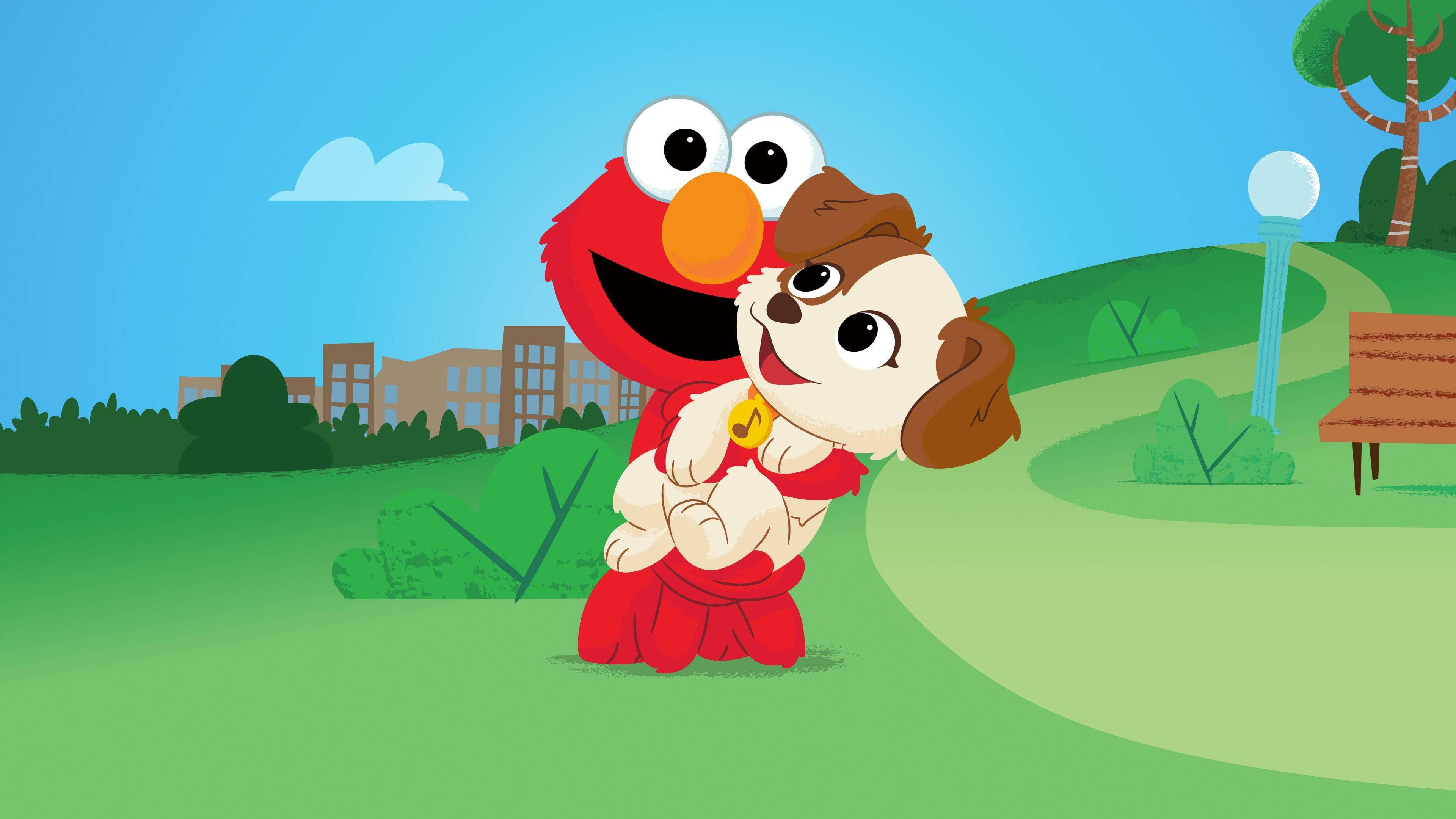 Backdrop for Furry Friends Forever: Elmo Gets a Puppy